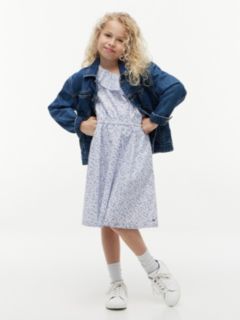 Kids' Floral Print Ruffle-Trim Dress — Sweet Blue 1