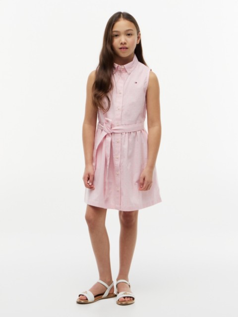 Tommy Hilfiger Kids' Sleeveless Belted Shirtdress