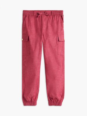 Детские брюки Tommy Hilfiger Stretch Chino Cargo Jogger, цвет: Рубиновый — фото 5