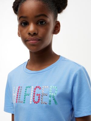 Детские футболки Tommy Hilfiger Kids' Sequin Hilfiger Logo T-Shirt — фото 3