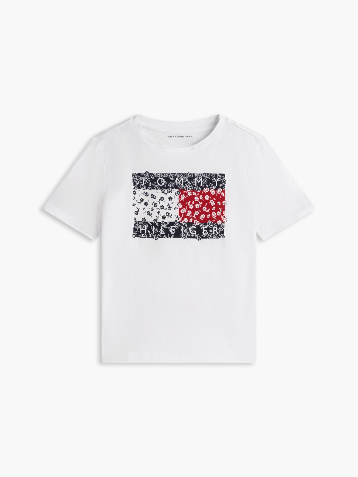 Kids' Floral Flag Logo T-Shirt — Optic White