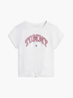 Детские футболки Tommy Hilfiger Kids' Gingham Logo Tie-Front T-Shirt — фото 5