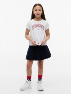 Kids' Gingham Logo Tie-Front T-Shirt — Optic White 2