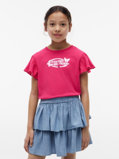 Детские футболки Tommy Hilfiger Kids' Foil Logo Flutter Sleeve T-Shirt