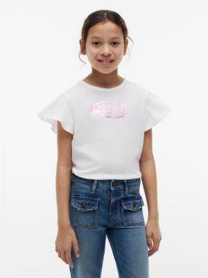 Kids' Foil Logo Flutter Sleeve T-Shirt, Optic White
