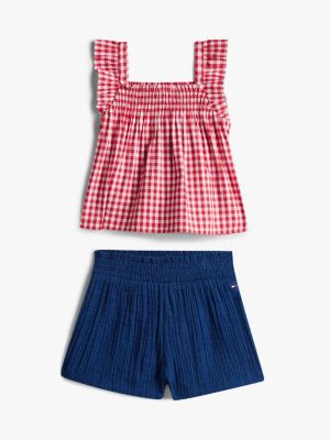Babies' Gingham Top & Short Set, Red