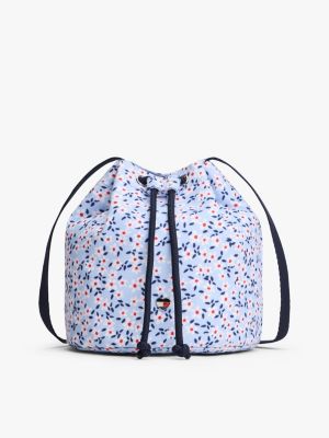 Kids' Floral Print Crossbody Bucket Bag, Sweet Blue Multi