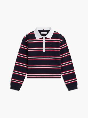 Детское поло Tommy Hilfiger Striped Long-Sleeve Interlock Polo, цвет: Тёмно-синий разноцветный — фото 5