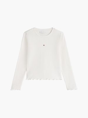 Детский топ Tommy Hilfiger Lettuce-Trim Top, цвет: Белый — фото 5