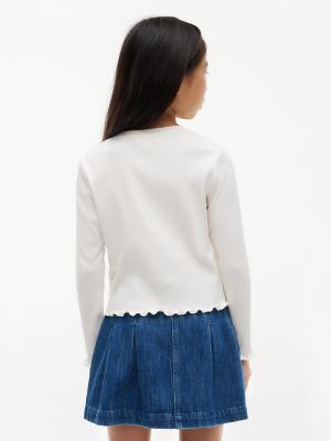 Детский топ Tommy Hilfiger Lettuce-Trim Top, цвет: Белый — фото 4