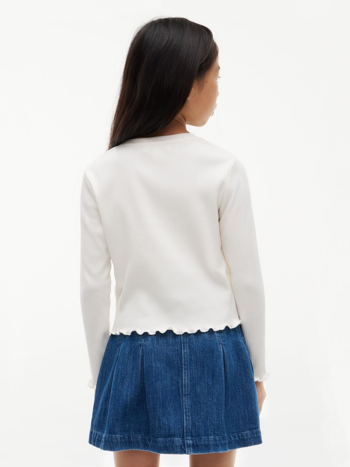 Kids' Lettuce-Trim Top — White