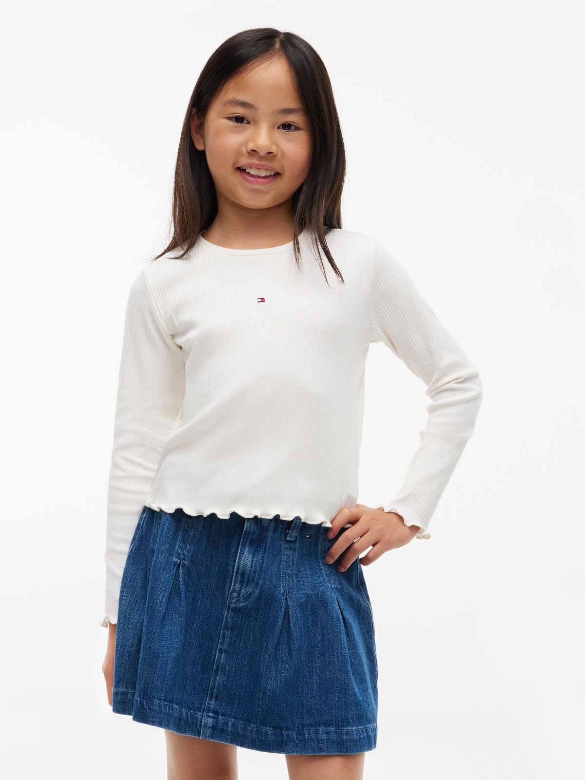 Kids' Lettuce-Trim Top — White