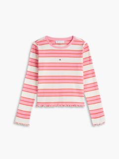 Kids' Striped Lettuce-Trim Top — Jasmine Pink 5