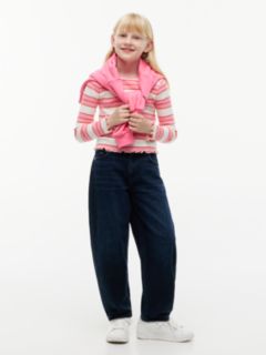 Kids' Striped Lettuce-Trim Top — Jasmine Pink 2