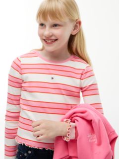 Kids' Striped Lettuce-Trim Top — Jasmine Pink 3