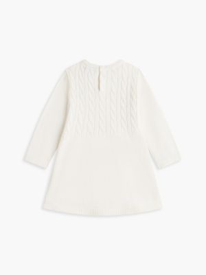 Платье Tommy Hilfiger Cable Knit Sweater Dress для малышей, цвет: Слоновая кость шёлковый — фото 2