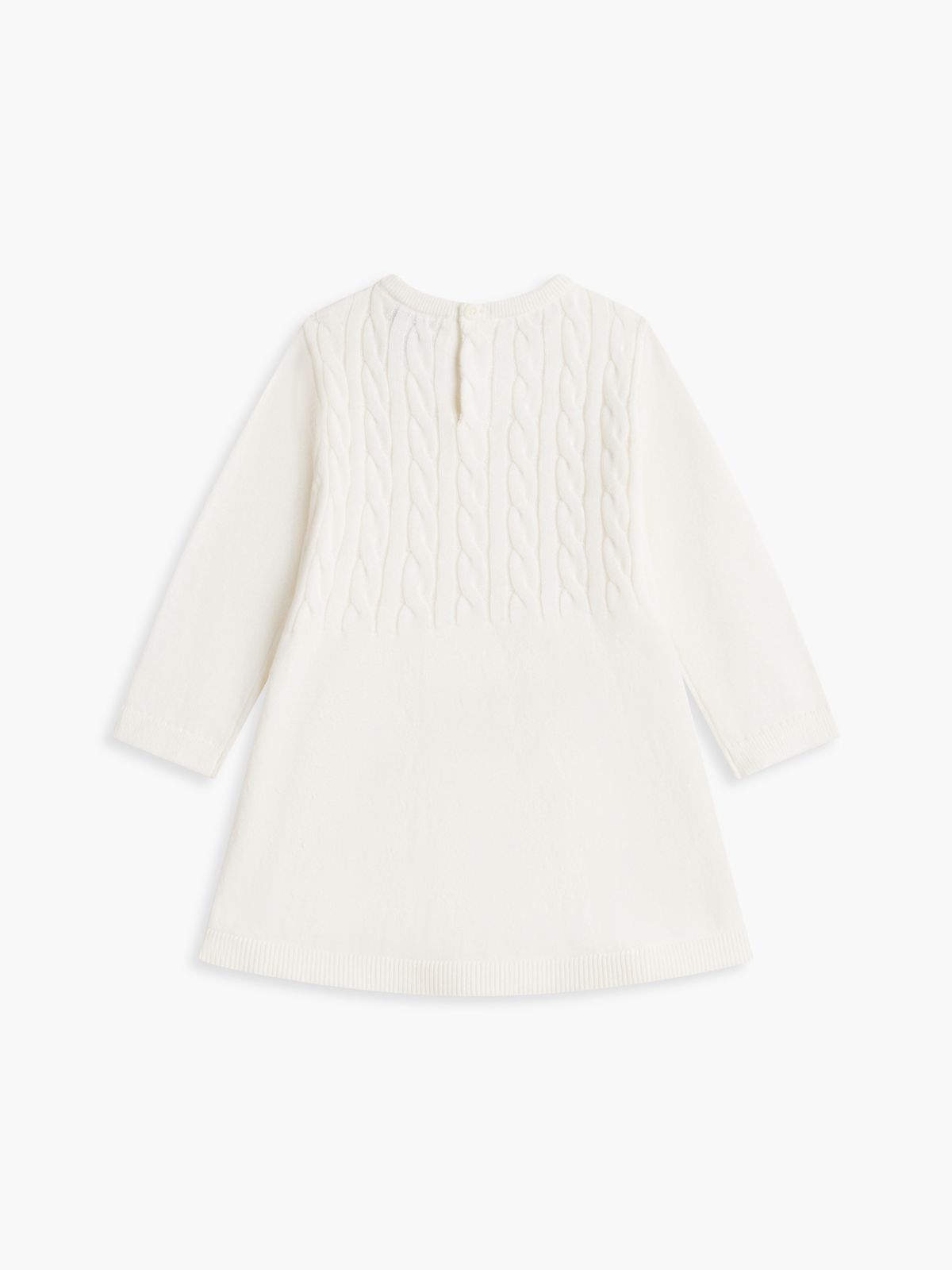 Babies' Cable Knit Sweater Dress — Ivory Silk