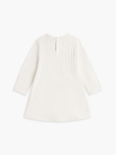 Babies' Cable Knit Sweater Dress — Ivory Silk 2