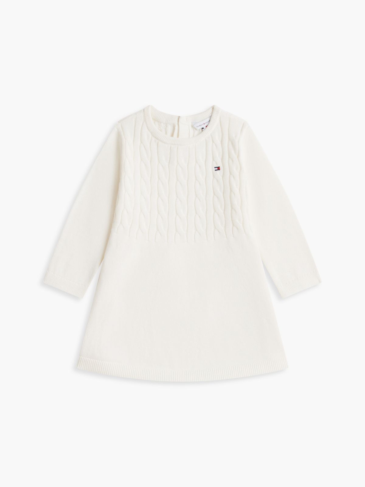 Babies' Cable Knit Sweater Dress — Ivory Silk