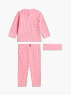 Babies' Cable Knit 3-Piece Gift Set — Jasmine Pink 2