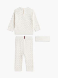 Babies' Cable Knit 3-Piece Gift Set — White 2