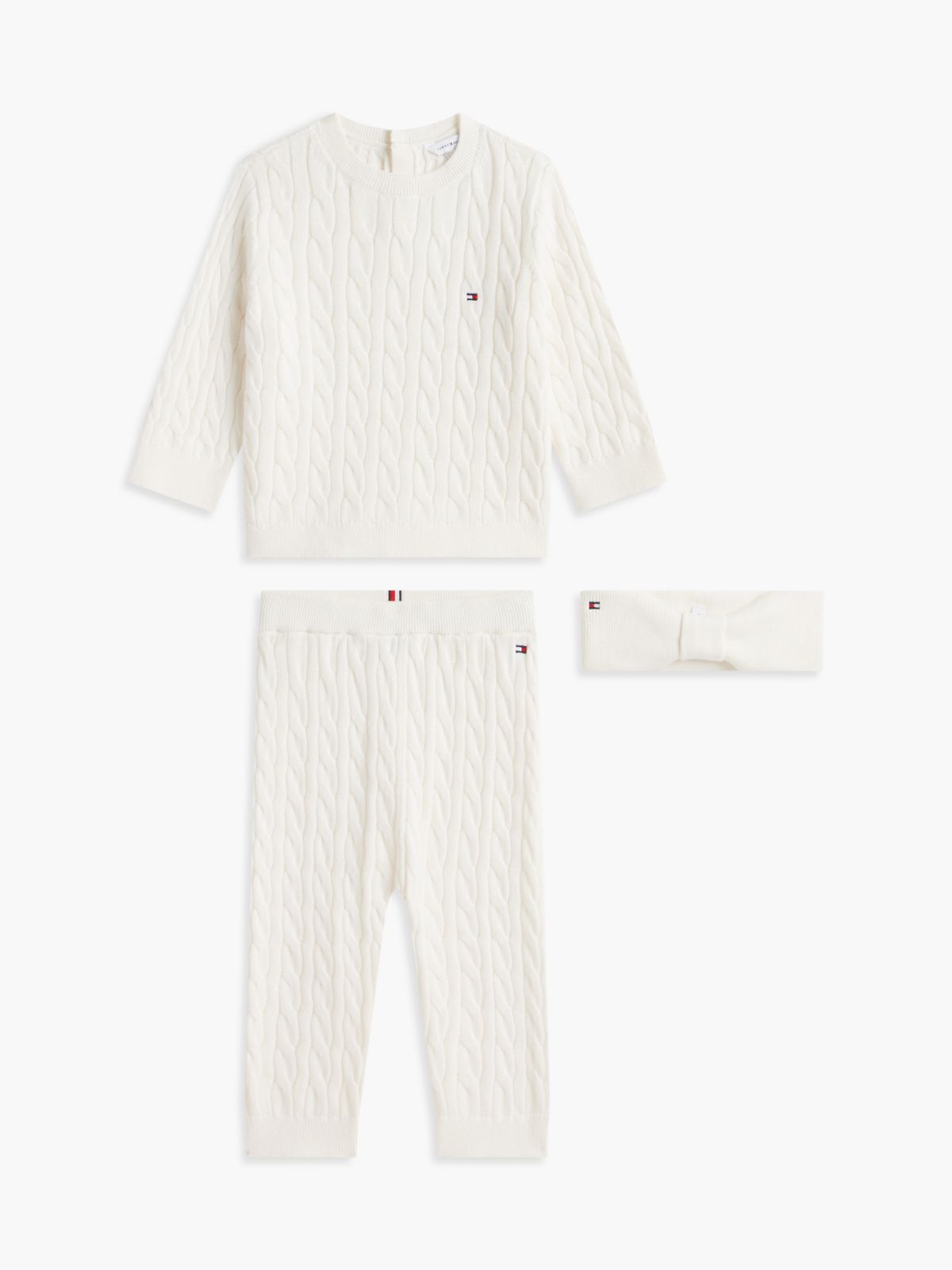 Babies' Cable Knit 3-Piece Gift Set — White
