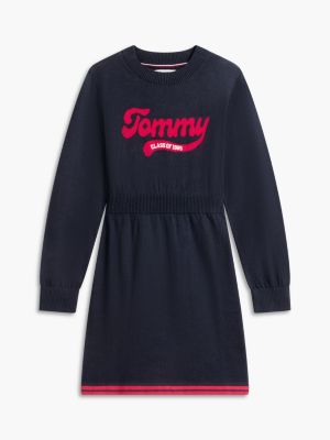 Детское платье Tommy Hilfiger Varsity Logo Sweater Dress, цвет: Тёмно-синий — фото 5