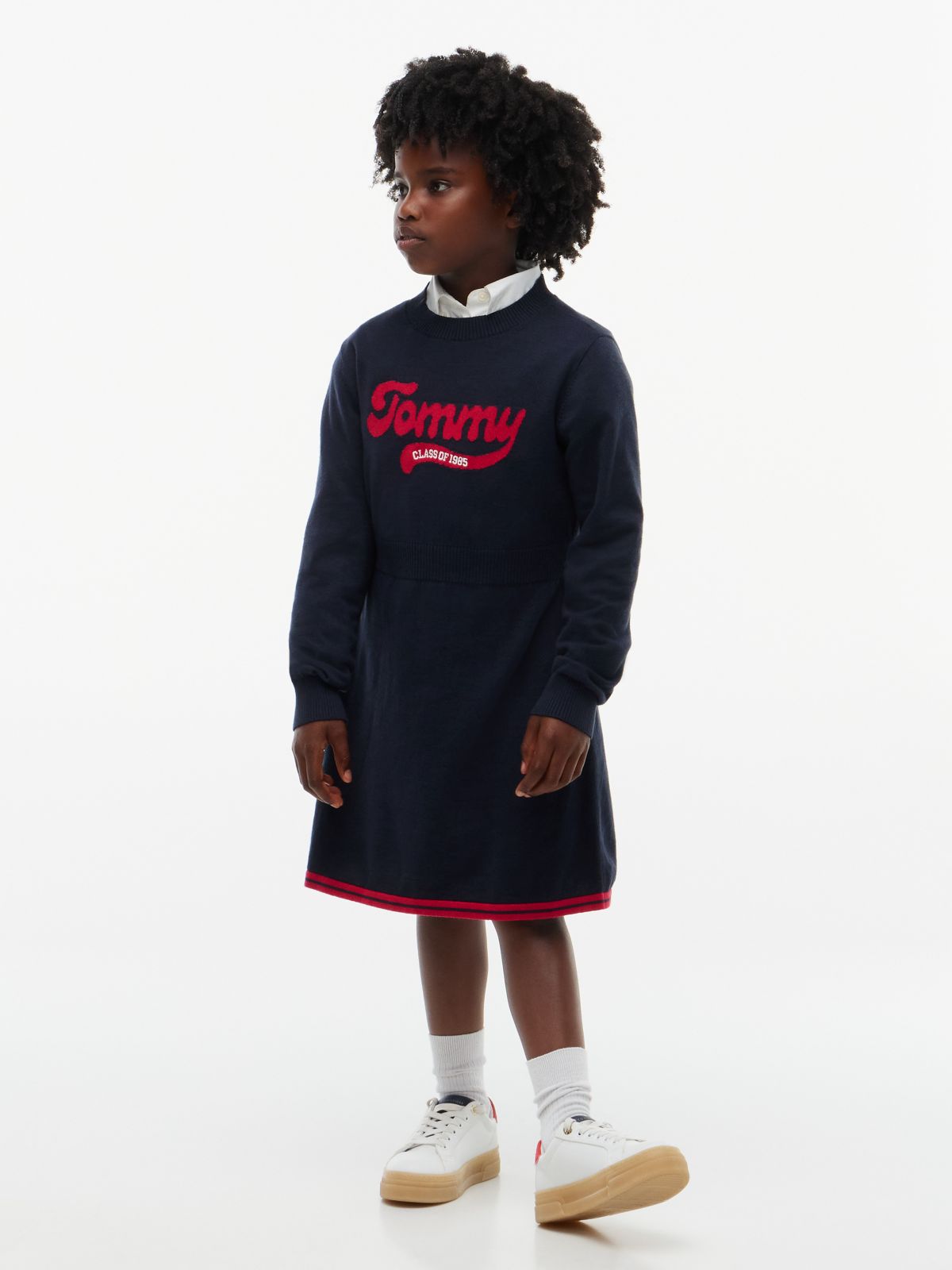 Kids' Varsity Logo Sweater Dress — Navy