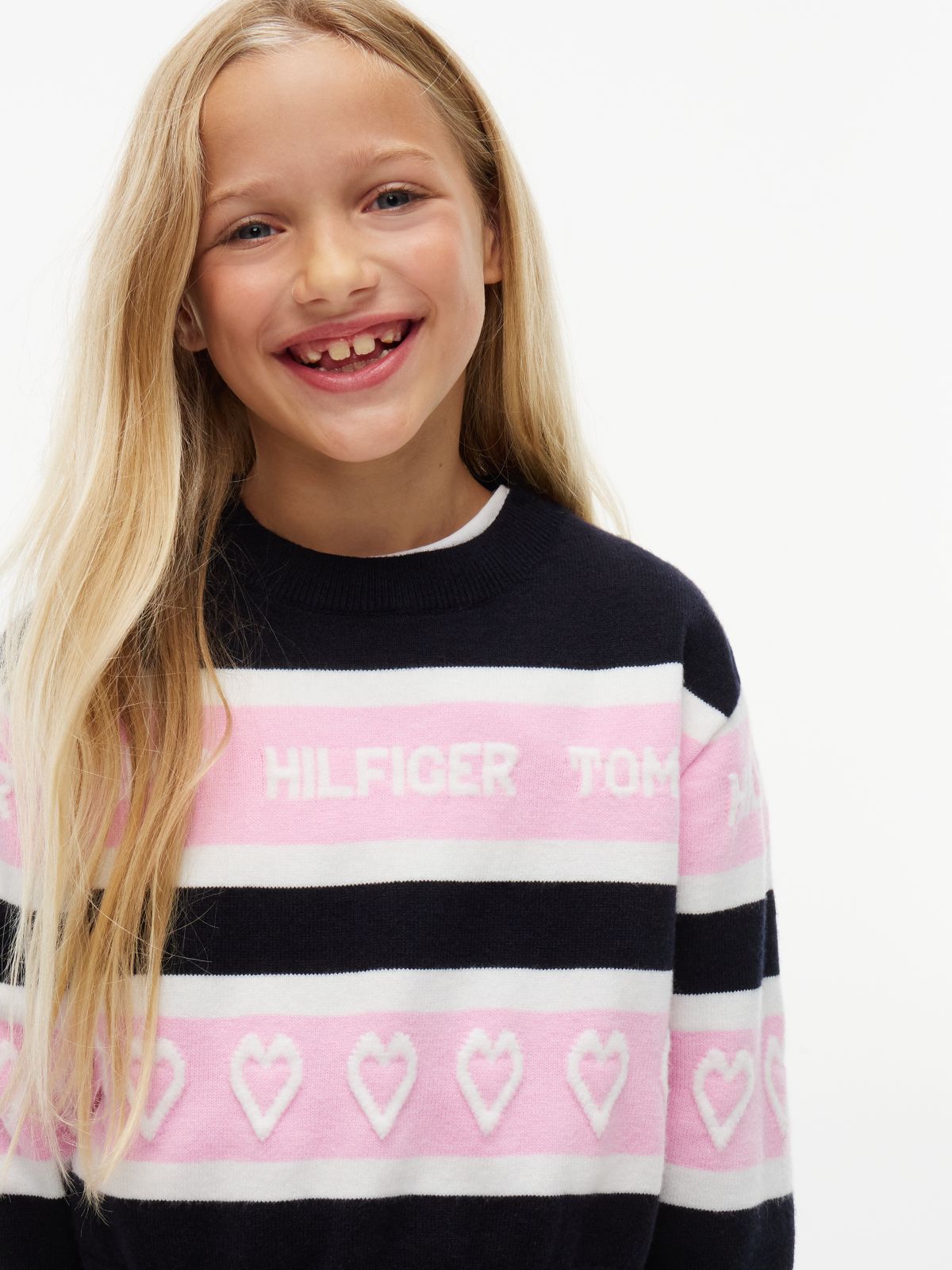 Kids' Intarsia Heart Logo Sweater — Navy Blue