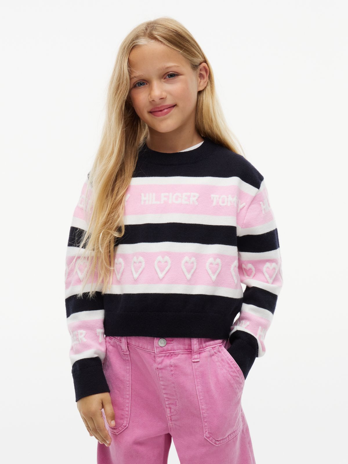 Kids' Intarsia Heart Logo Sweater — Navy Blue