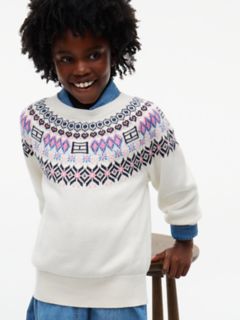 Kids' Fair Isle Sweater — White 3