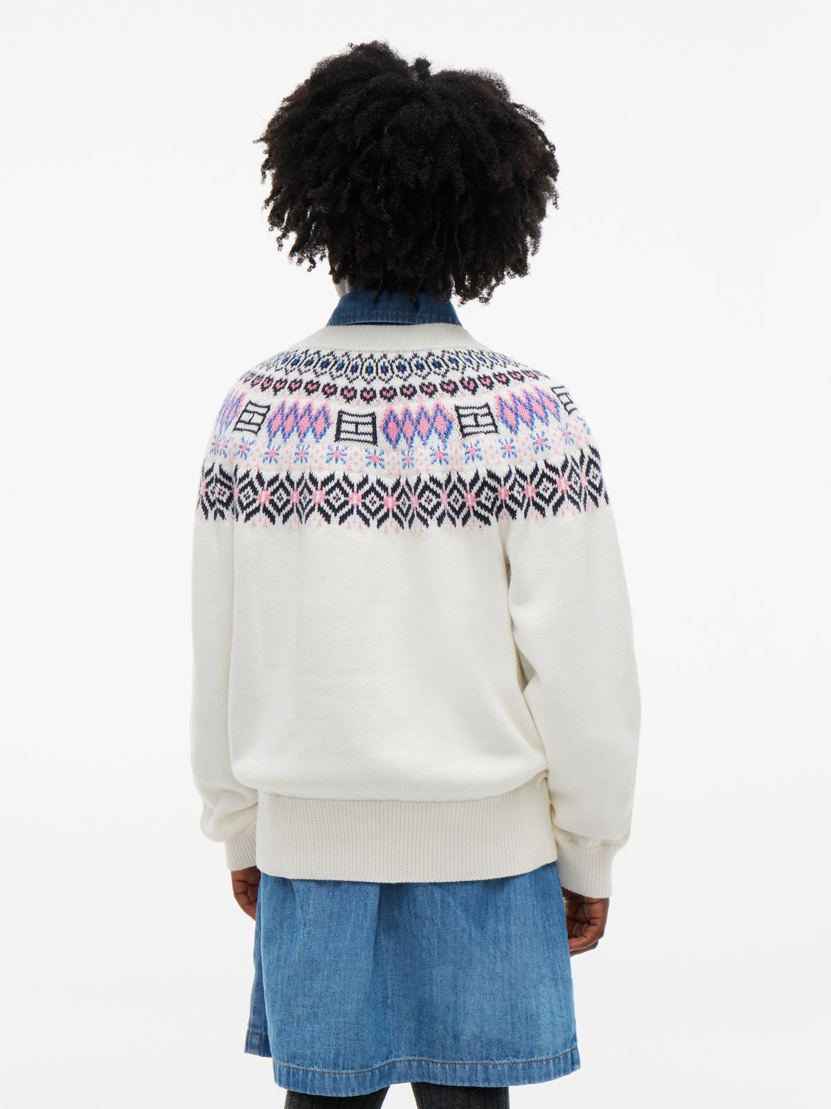 Kids' Fair Isle Sweater — White