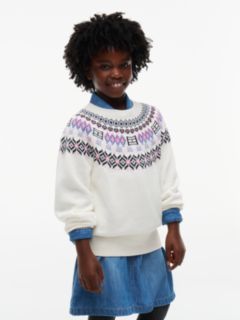 Kids' Fair Isle Sweater — White 1