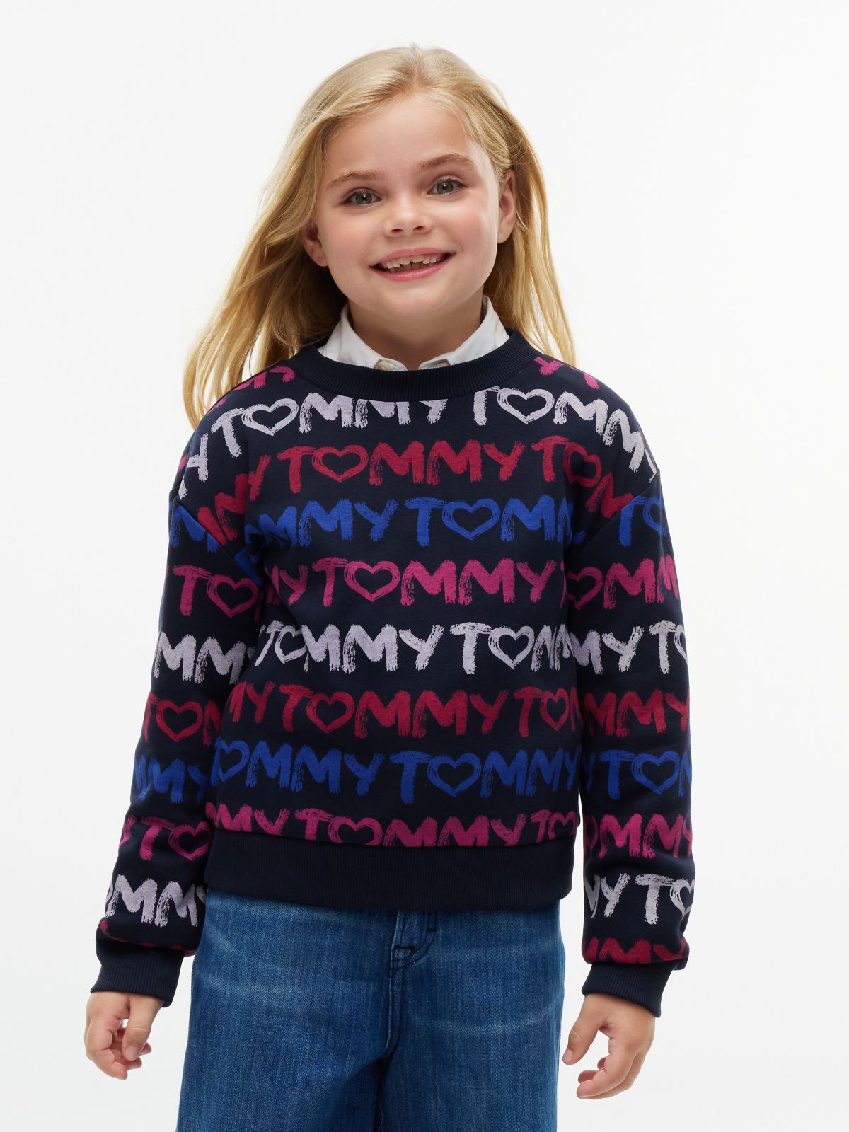 Kids' Tommy Repeat Logo Sweatshirt — Navy Blue
