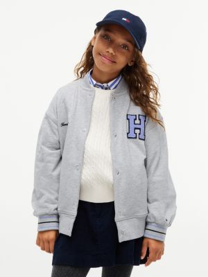 Kids' Varsity Sweatshirt Bomber, Grey