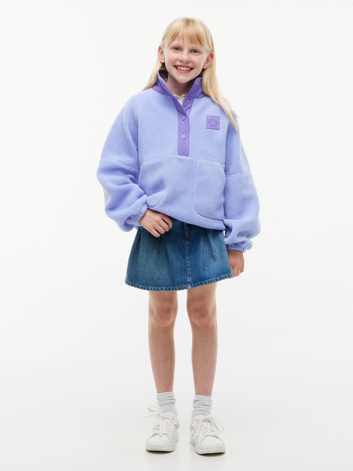 Kids' Sherpa Quarter-Snap Sweatshirt — Vintage Iris
