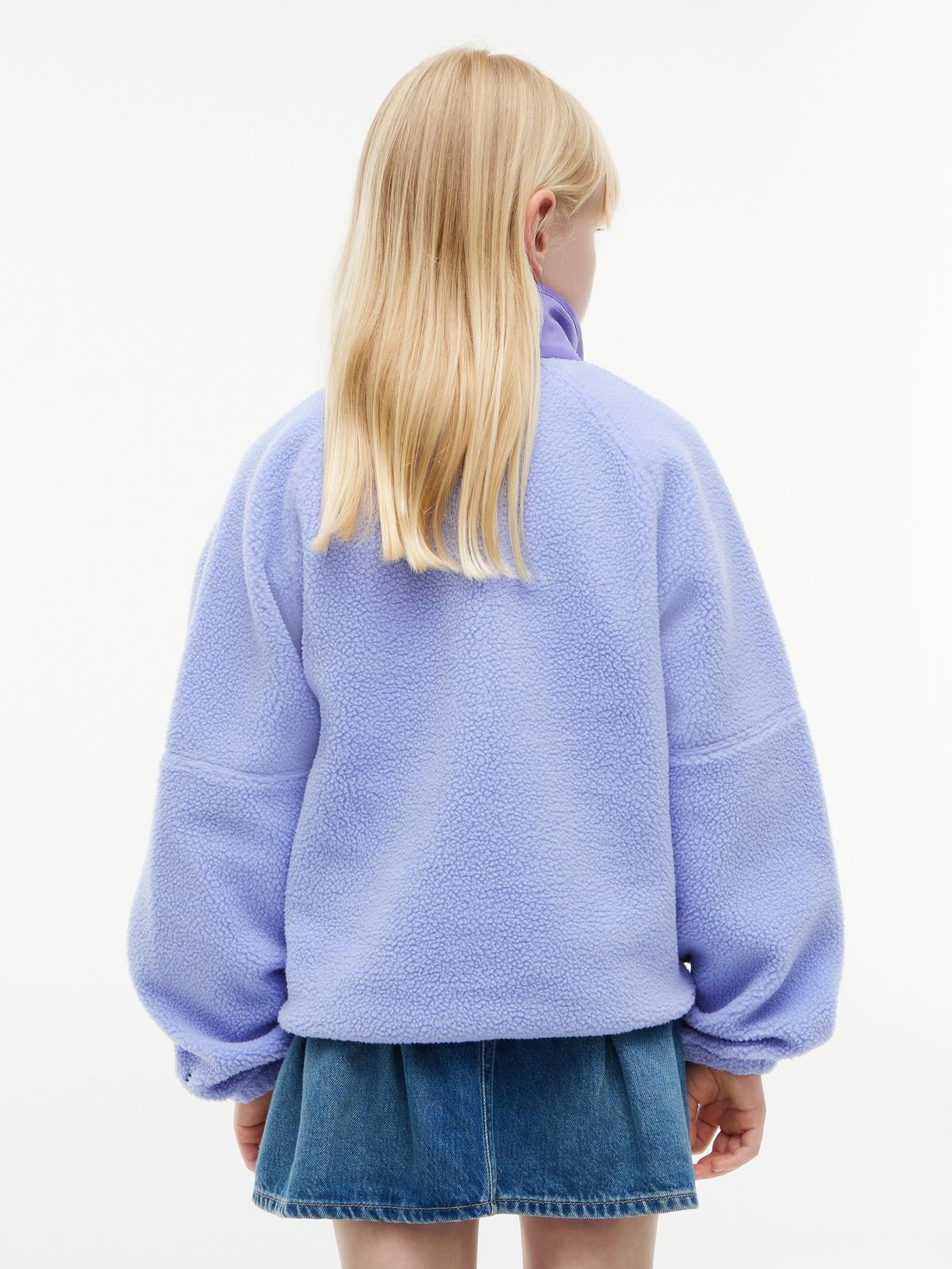 Kids' Sherpa Quarter-Snap Sweatshirt — Vintage Iris