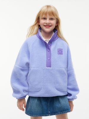 Kids' Sherpa Quarter-Snap Sweatshirt, Vintage Iris