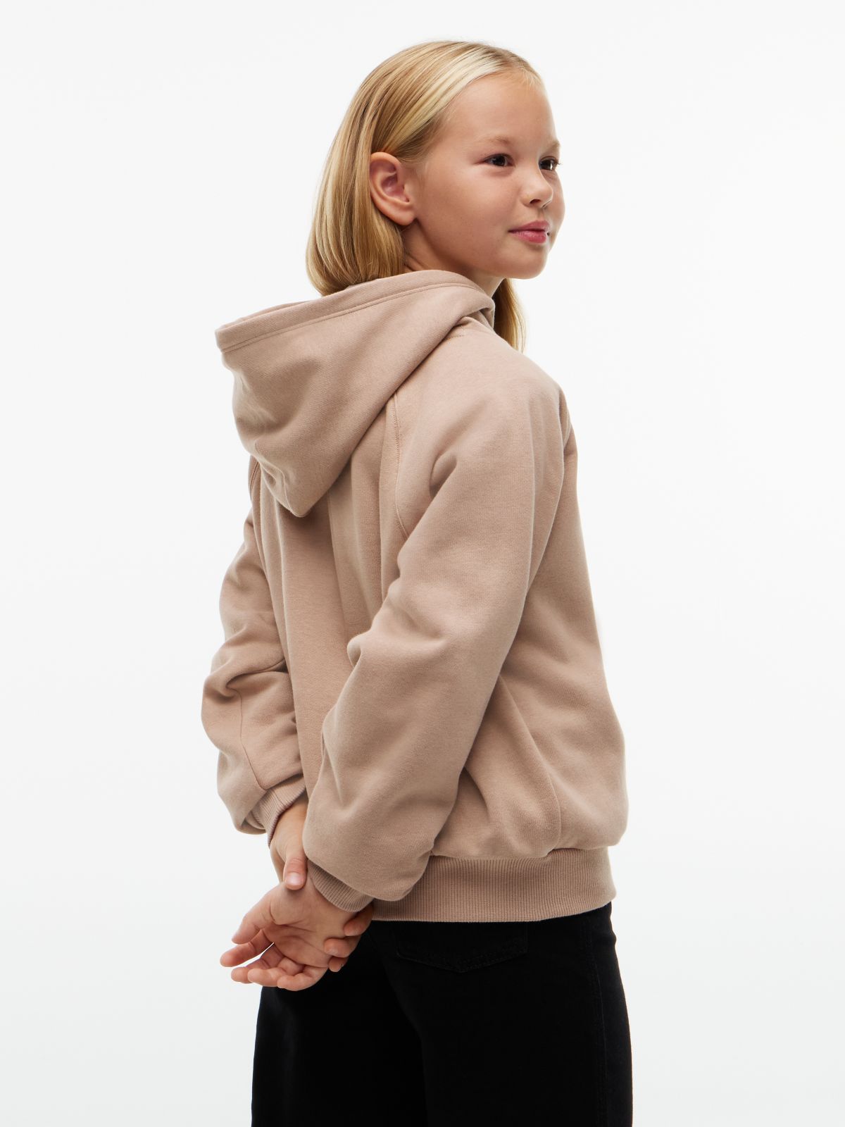 Kids' Tonal Crest Logo Hoodie — Malted Milk
