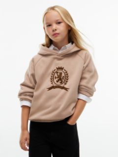 Kids' Tonal Crest Logo Hoodie — Malted Milk 1