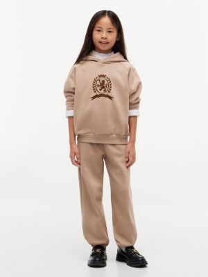 Детские брюки Tommy Hilfiger Relaxed Tonal Crest Logo Sweatpant, цвет: Молочный — фото 2