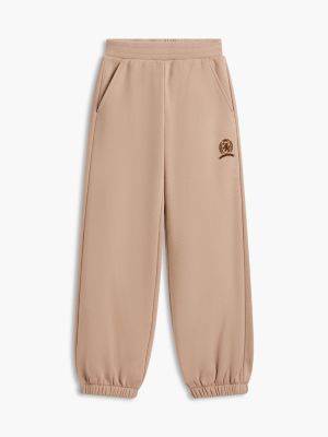 Детские брюки Tommy Hilfiger Relaxed Tonal Crest Logo Sweatpant, цвет: Молочный — фото 5