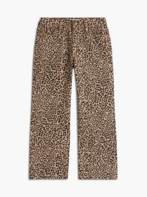 Детские джинсы Tommy Hilfiger Leopard High-Rise Wide Leg Jean, цвет: Леопардовый — фото 5