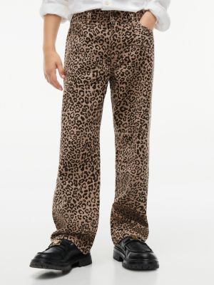 Kids' Leopard High-Rise Wide Leg Jean, Leopard