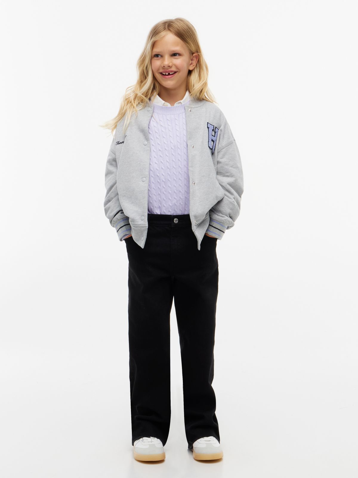 Kids' High-Rise Wide Leg Stretch Jean — Black
