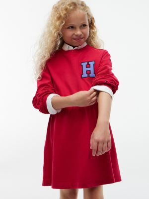 Детское платье Tommy Hilfiger Varsity Logo Sweatshirt, цвет: Рубиновый — фото 2