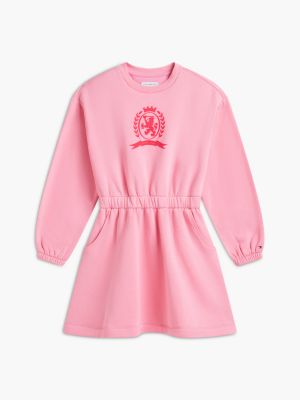 Детское платье Tommy Hilfiger Tonal Crest Logo Sweatshirt, цвет: Розовый — фото 5