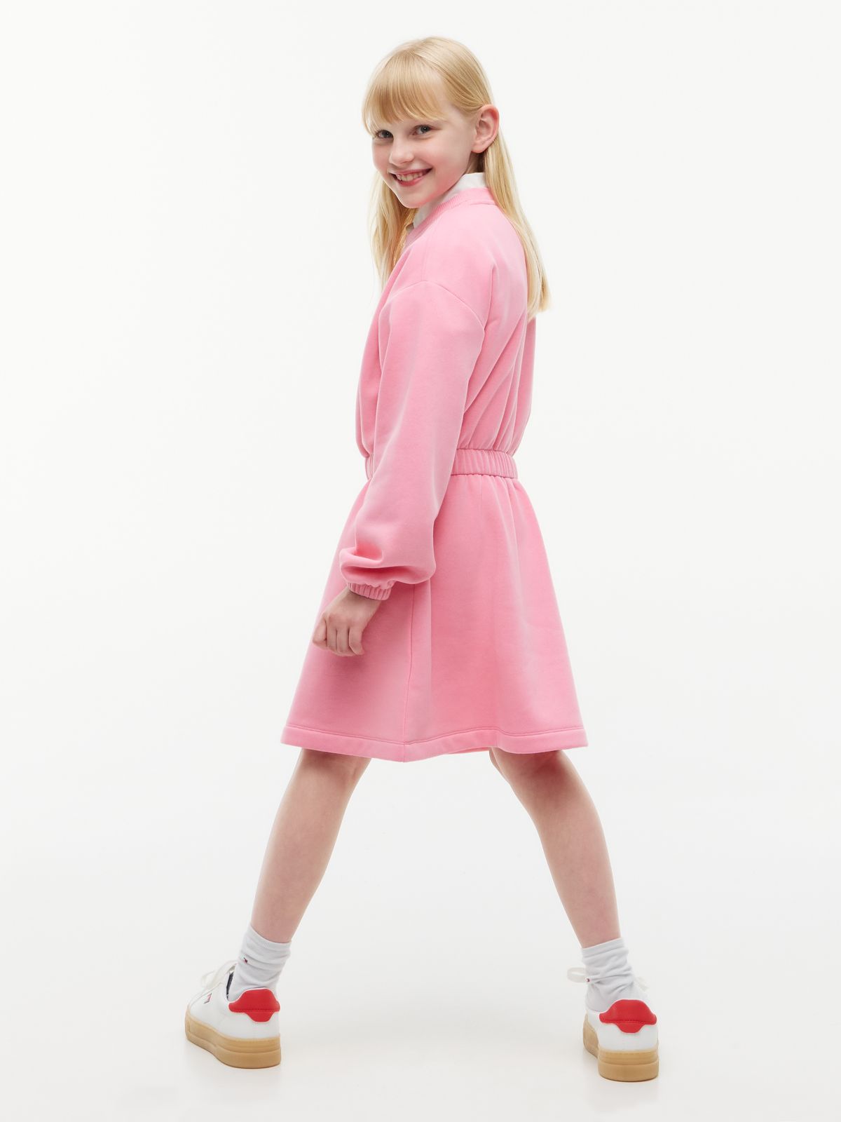 Kids' Tonal Crest Logo Sweatshirt Dress — Jasmine Pink