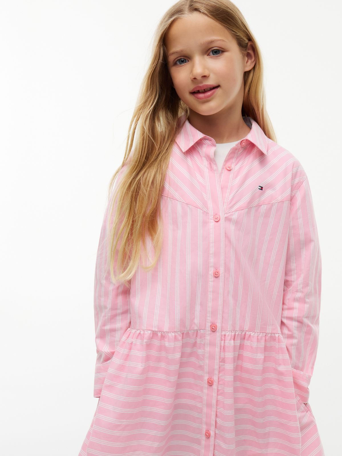 Kids' Striped Shirtdress — Jasmine Pink