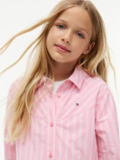 Kids' Striped Shirtdress — Jasmine Pink 3
